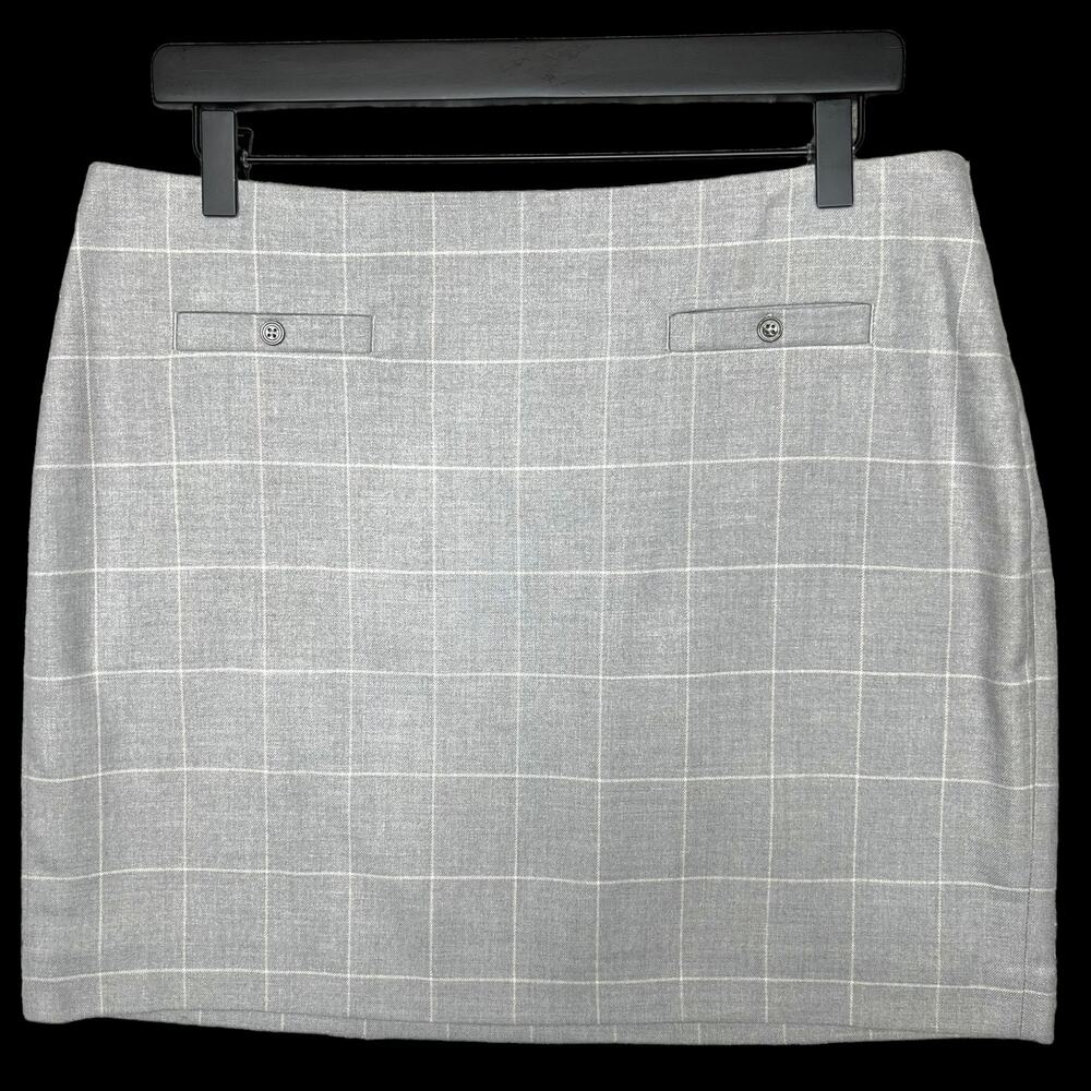 NWT Banana Republic Petite Gray Plaid Soft Brushed A-Line Mini Skirt 12P - Picture 3 of 10